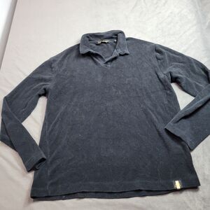 Rare Rabbit Sweater Women Size Medium Black Cotton Terry Cloth Collar Sweatshirt